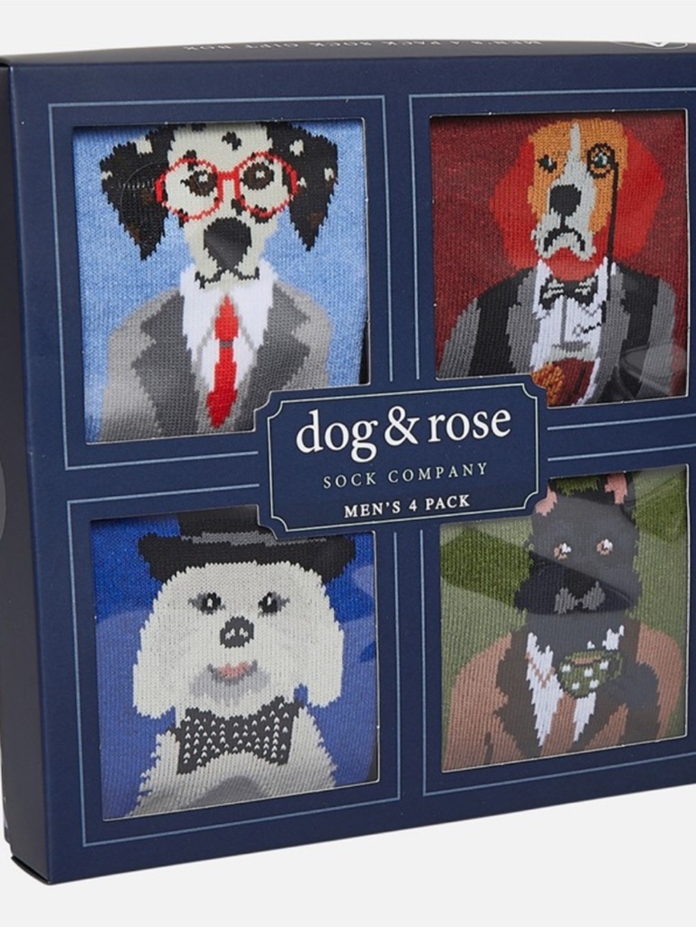 Men's 4-Pack dog & rose Novelty Socks - New in Box. Sz 8-12